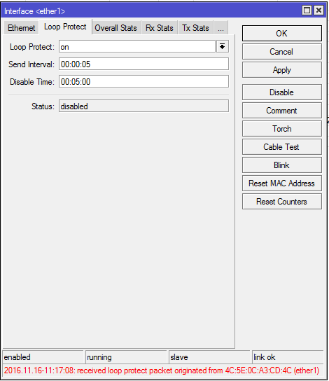 LoopProtect-Enabled with a loop detected